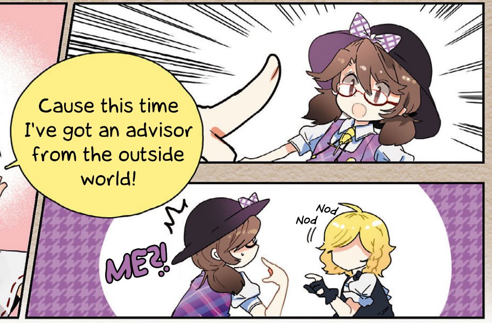SumirekoPosting's tweet photo. Ever need help with a plan? Get yourself a Sumireko Usami advisor and she'll make things go silky smooth!
(The Grimoire of Usami, chapter 1, page 12, drawn by Azuma Aya.) https://t.co/SfmzZBcHJ0