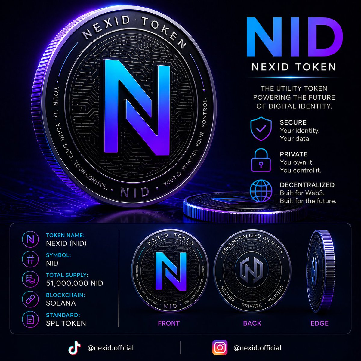 NexIDOfficial's tweet photo. NID is coming soon. 🔐⚡
The utility token powering the future of digital identity.

51M NID • Solana • SPL

Stay tuned. 🚀

#NID #NexID #Solana #Crypto #Web3 #Blockchain #Web3Governance https://t.co/k9XWXXXbCL