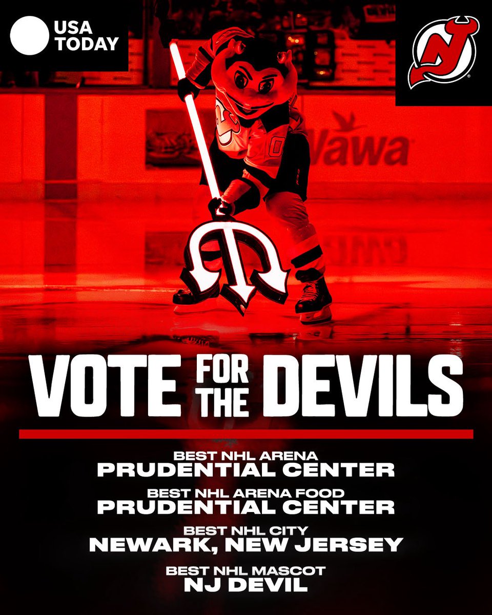 NJDevils's tweet photo. Getting nominated in every category? Pretty on brand for us.

Now let's handle the voting part. Vote everything Jersey today, then run it back every day through September 14: https://t.co/jpAcVSuvlF

#NJDevils | @usatodaysports https://t.co/ywK7gUDT6U