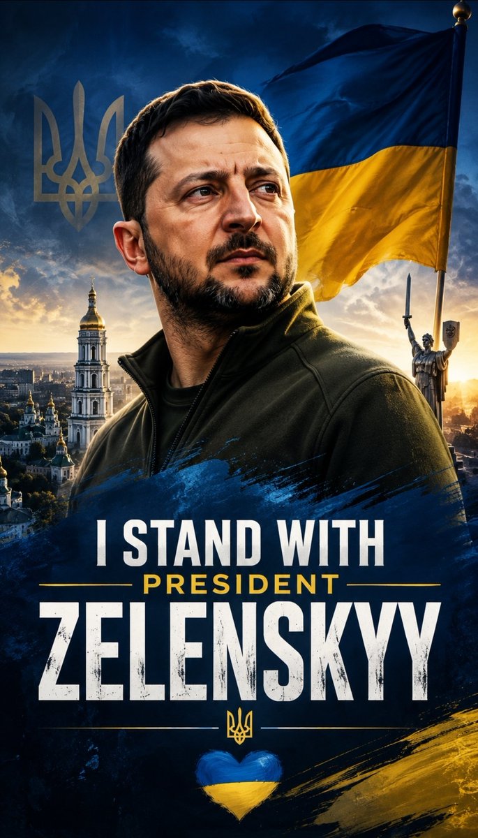 ILoveUkraine90's tweet photo. I stand with @ZelenskyyUa and everything he has done for Ukraine. He chose to stay and stand with his people when he could have left. His courage and determination have helped Ukraine keep fighting for its freedom, independence and future.

I stand with Zelenskyy &amp; Ukraine 💙💛 https://t.co/UNb3TZj5kc