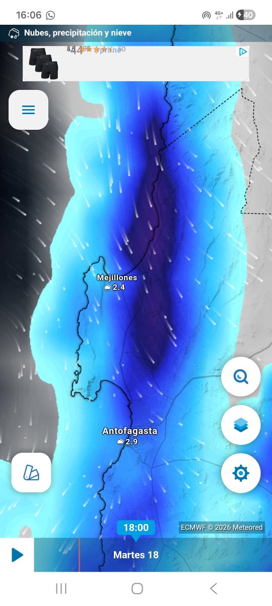 jfcofre's tweet photo. En la difícil trayectoria del núcleo frío, Punta Angamos (rocoso y muy alto) desvio las Cb.⛈️ de #Antofagasta pasando por el mar y por el Este.
@T13 https://t.co/C5qPDQlgR7