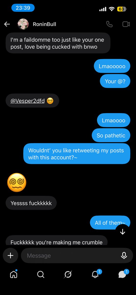 SendtoCatrina's tweet photo. And here’s another 𝖇𝖊𝖙𝖆 𝖉𝖔𝖒𝖒𝖊 sliding into my DMs, eager to be crushed by my power in exchange for a quick dopamine hit~ ✨ 
Look how 𝖕𝖆𝖙𝖍𝖊𝖙𝖎𝖈 he is~ 🤣
@Vesper2DFD 
Next time, beta dommes, come straight here with your 𝔀𝓪𝓵𝓵𝓮𝓽 in your mouth~ ❤️ https://t.co/54KPFXESEC