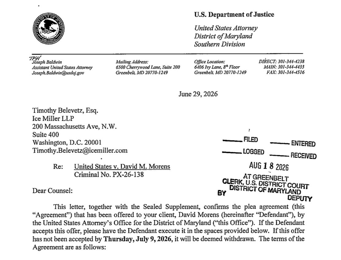 RaheemKassam's tweet photo. 🚨Huge news breaking right now on a top Fauci aide and his friend Peter Daszak (EcoHealth Alliance), who @TheNatPulse first reported on in 2020 vis a vis the Wuhan lab.

According to a new guilty plea, Dr. David Morens — an NIAID Fauci aide (2006-2022) — and 2 co-conspirators, agreed to exchange emails about COVID-19’s origins through personal Gmail accounts rather than his official channels, in an attempt to hide federal records.

Daszak, believed to be “co-conspirator 1” in the new guilty plea, sent bottles of wine and offered Michelin-starred meals in DC, NYC, and Paris in exchange for “behind the scenes shenanigans” to hide documents from the public. 

Per CBS, co-conspirator 1 sent Morens 2 bottles of wine to his house with a message: “This is the first of what I hope will be a continued series of expressions of gratitude for your advice, support, and behind-the-scenes shenanigans in my battle against your bosses boss, his boss, and the ultimate boss on the hill.”

Daszak’s EcoHealth worked with the Wuhan Lab on bat coronaviruses. He was a multiple-time Hillary Clinton donor, and was dropped from the COVID origins investigations committee after @TheNatPulse reporting on his conflicts of interest.

Morens faces up to 5 years in prison and a $250,000 fine.