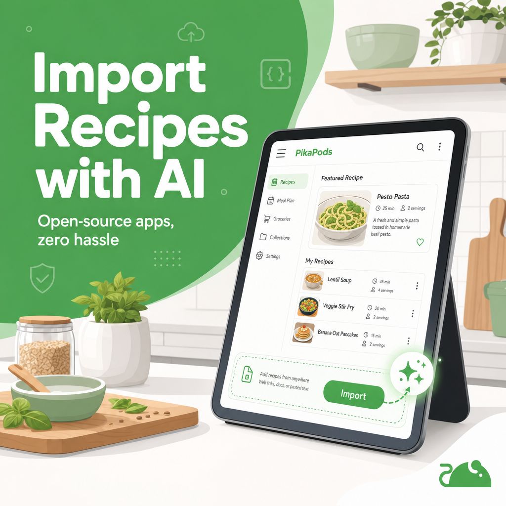 PikaPods's tweet photo. Mealie v3.23.0 is out. The open-source recipe manager adds a unified AI import page, native OIDC for passkeys, and a re-roll button for meal planning. 🍳

Release: https://t.co/mCmiyu6LcR
Run it: https://t.co/KN2EZI2jtg #opensource #ownyourdata #privacy #techfreedom https://t.co/pvToW28Nur