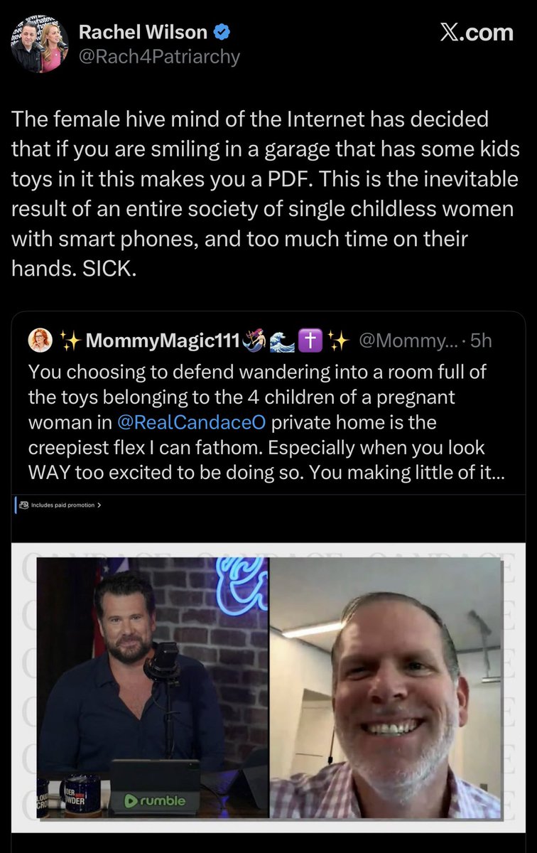 IanCarrollShow's tweet photo. To literally no one’s surprise- Rachel Wilson doesn’t understand why a woman would have concerns about letting a parade of unknown men into her home where her kids are. https://t.co/zJggdDsucL
