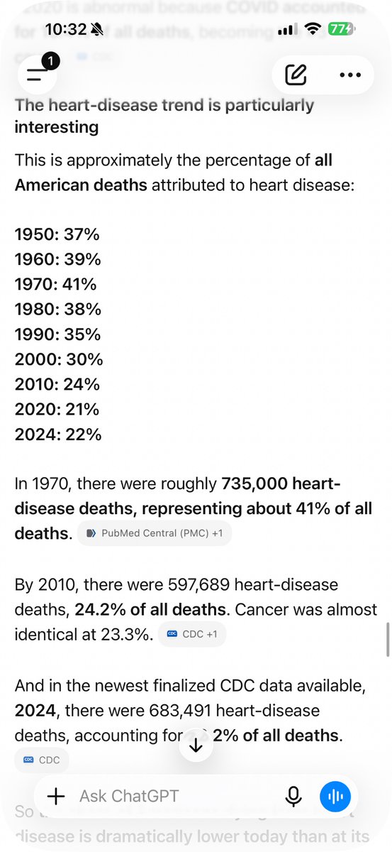 CharlieBisland's tweet photo. @markkaplan20 How has death from heart disease gone down by percentage of population, life expectancy increased, over same time seed oils and statins have rose? https://t.co/xYehPHKOin