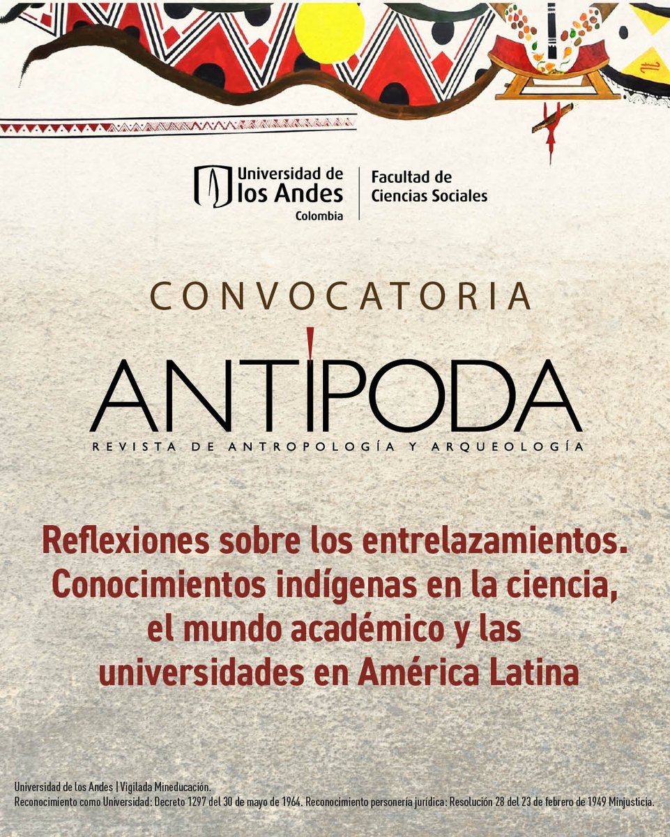 RevistasUAndes's tweet photo. Próxima #convocatoria "Reflexiones sobre los entrelazamientos. Conocimientos indígenas en la ciencia, el mundo académico y las universidades en América Latina" 📚 📣 
Info 👉 https://t.co/vQgKJZdPSO

#LatinAmerica #ConocimientosIndígenas
@facisouniandes https://t.co/lFtAXbmehn