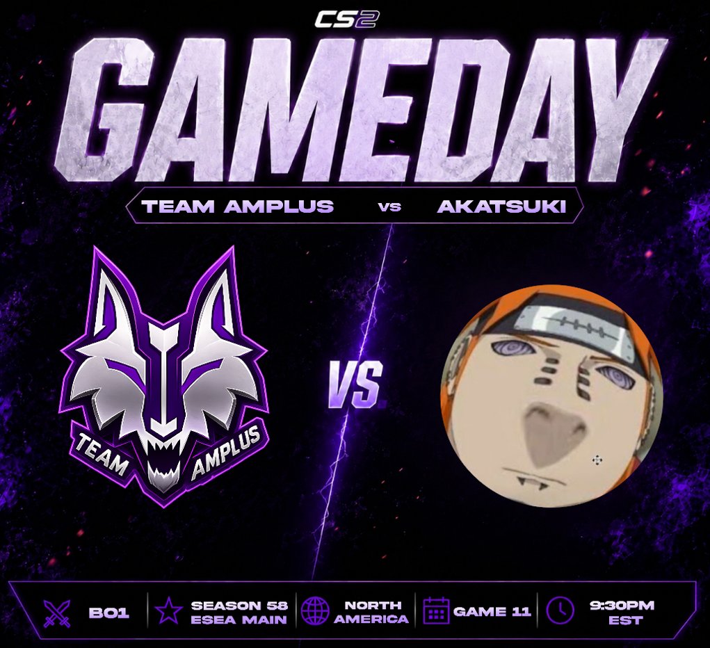 Team_Amplus's tweet photo. New week, new Amplus. We still sit in a playoff spot, but more wins will lock it in. LETS GET ONE TONIGHT!!! #StayAmplus #TeamAmplus #esea #eseamain #esports #cs2 https://t.co/1BQ1fLDN77