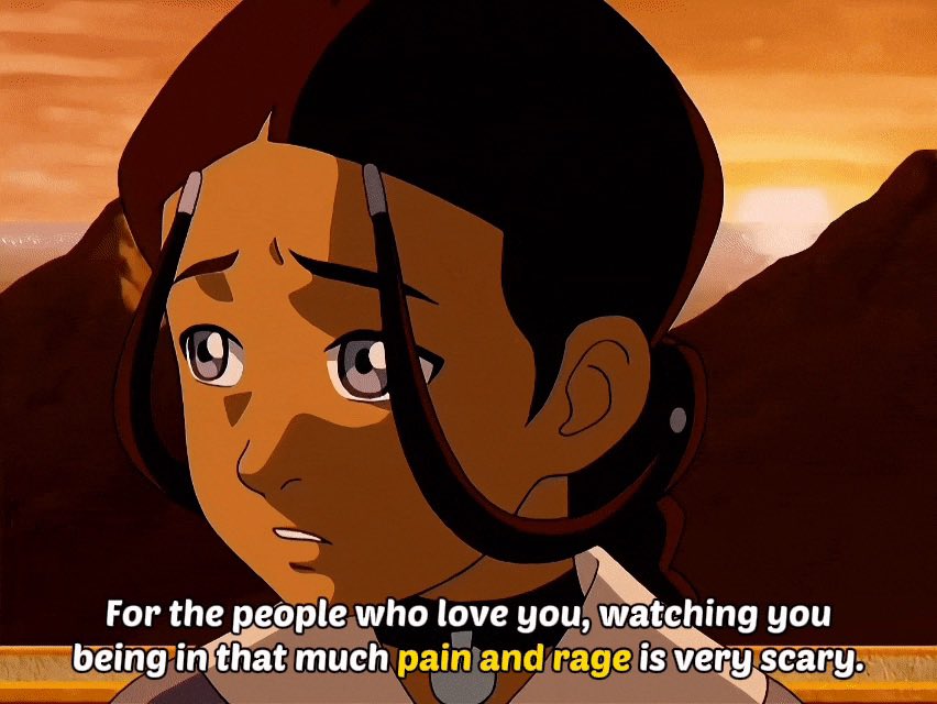 puppyochaco's tweet photo. Book 2, episode 1: Aang chooses power (Avatar State) over his happiness. 

Katara argues otherwise making Aang choose happiness 

Book 2 episode 16: Aang chooses perfect control of his emotions over feeling love.

Katara argues otherwise making Aang choose love https://t.co/17B7o3v5Xj