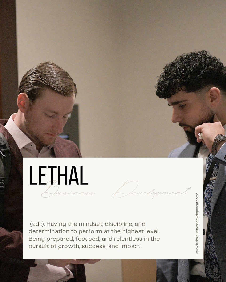 LethalBizDev's tweet photo. Being lethal in sales means bringing the right mindset to every conversation. Preparation builds confidence, focus keeps you present, and consistency strengthens customer connections. 
-
#lethalbusinessdevelopment #salesmindset #salesleadership https://t.co/rYTXOnPJZe