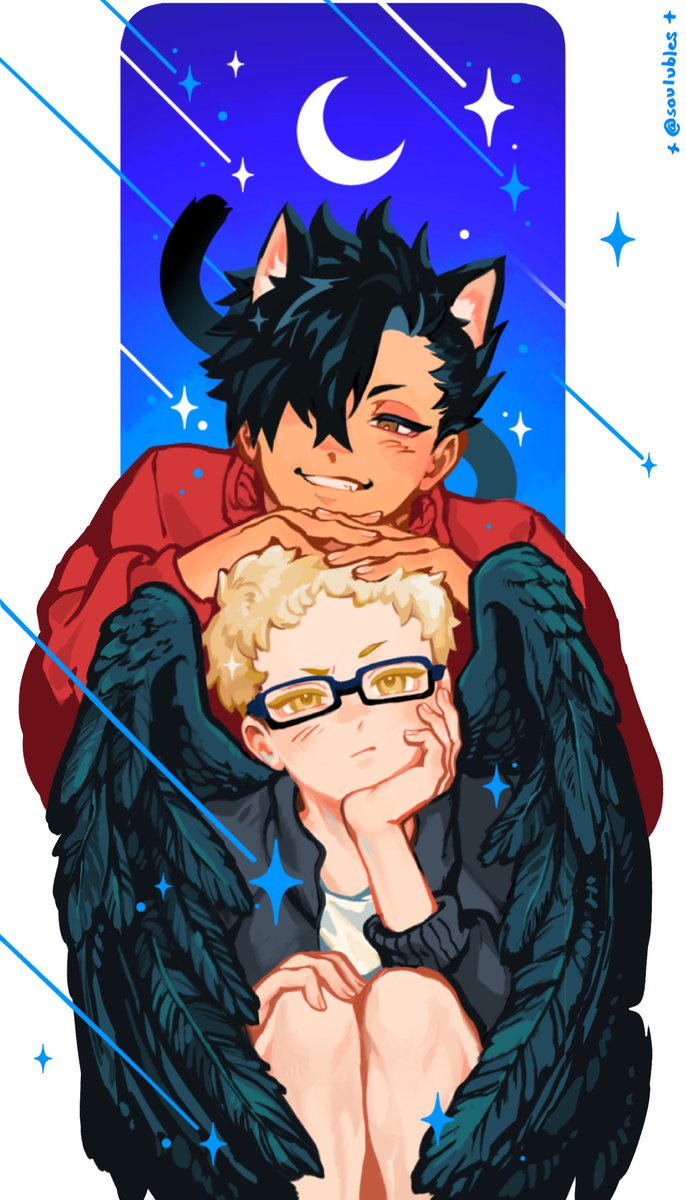 soulubles's tweet photo. My kurotsuki illustration for the clear bookmark project organized by お肉ミートさん🐈‍⬛🐦‍⬛💖💖! I'll link it down here⬇️ so please check it out if you haven’t 🤭 #krtsk https://t.co/tfENK9H7qo