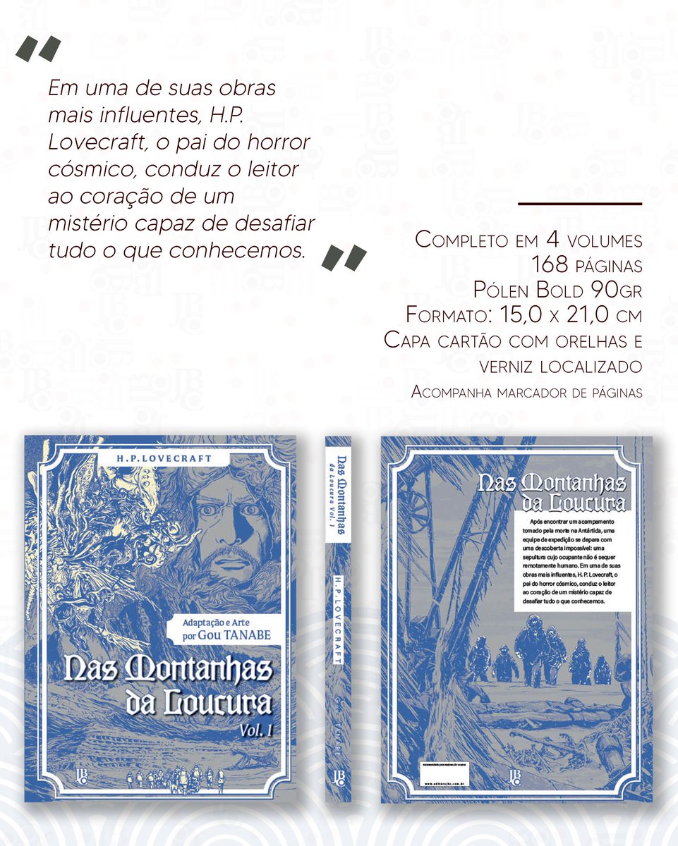 editorajbc's tweet photo. Está no ar a pré-venda de Nas Montanhas da Loucura Vol. 01, a adaptação em mangá de um dos maiores clássicos de H.P. Lovecraft, ilustrada brilhantemente pelo mestre Gou Tanabe!

https://t.co/p28imP3Lc4 https://t.co/0hpN74Yesx