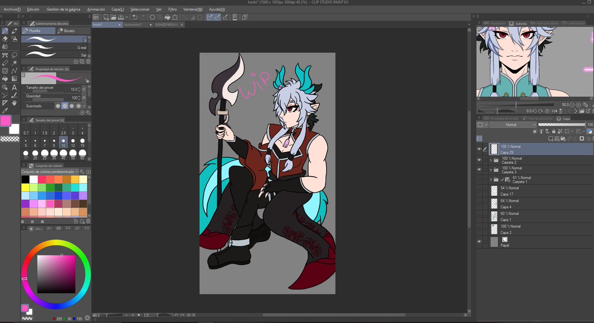 DaelDaen's tweet photo. medio avance el dibujo, faltan las sombras, pero a que se ve guapo uwu ejjeje

#clipstudio #digitalart #hsrfancharacter https://t.co/MvkiAIfMuq