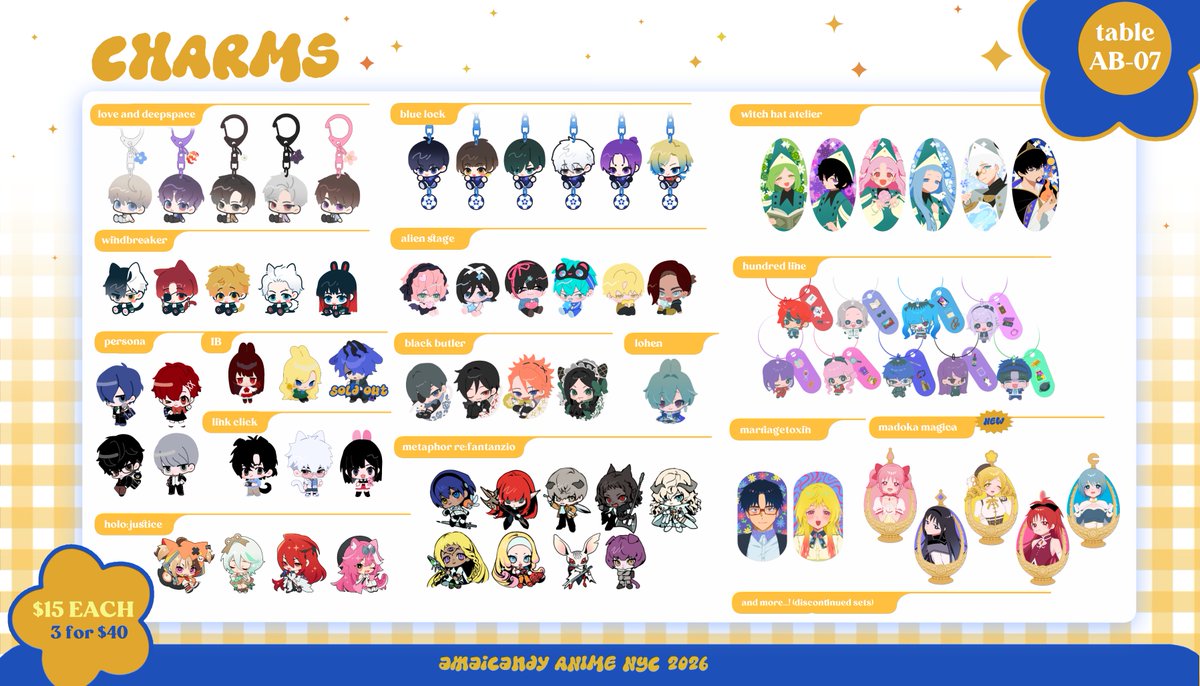 _amaicandy's tweet photo. hiii here is my catalog for anyc this weekend!! ✨ hope to see you there!

📍artist alley table AB-07

#anyc2026 #animenyc2026 https://t.co/X7Y912iw3w