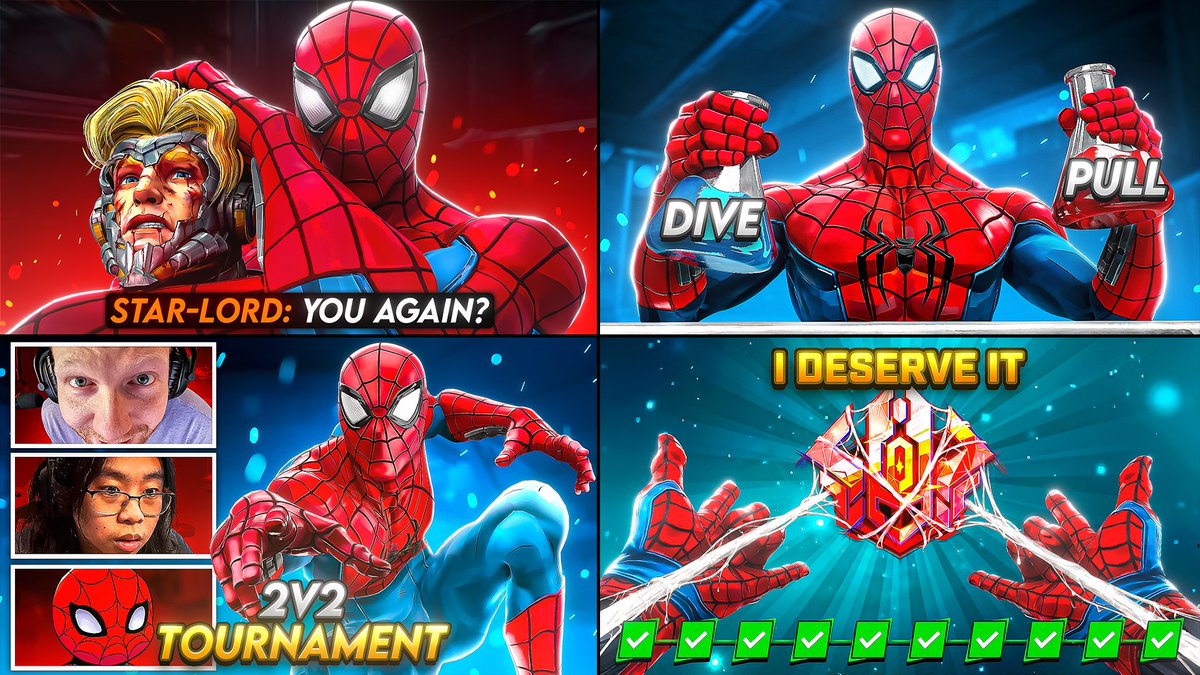 lupeprivzx's tweet photo. Some recent Spider-Man thumbnails!
 I’m open for commissions, so if you’re interested, just DM me for bookings.
#MarvelRivals #thumbnail #opencommissions https://t.co/Q8RTgC34iR