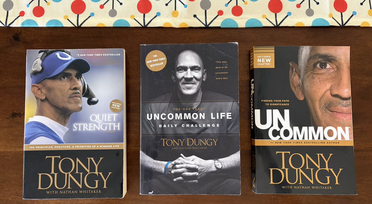 TweetsbyCoachP's tweet photo. I have a 3 book set of Tony Dungy books. Quiet Strength, UNCommon, and the UNCommon Life Daily Devotional. I will give them set away to one person. 

To be considered just like the post, repost it, and send me a DM. 

I’ll announce the winner soon. https://t.co/8N2rZL7z8r