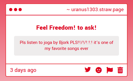 uranus1303's tweet photo. Mate, I've never seen someone else mention her right to me! Wouldn't you like to know that i am absolutely obsessed with her music?! I love Joga so much. all of her music is like something that pierces you gently and throbbing at times. Have you listened to Play Dead? it's my fav https://t.co/4ed3KGm6Fh