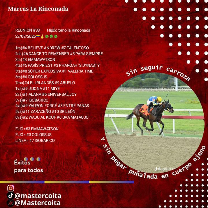 mastercoita's tweet photo. Llegamos a la reunión #33 Hipódromo la Rinconada 🇻🇪 así me gustan a mí 🤞🍀🍀🍀... https://t.co/aJsgFyItxC