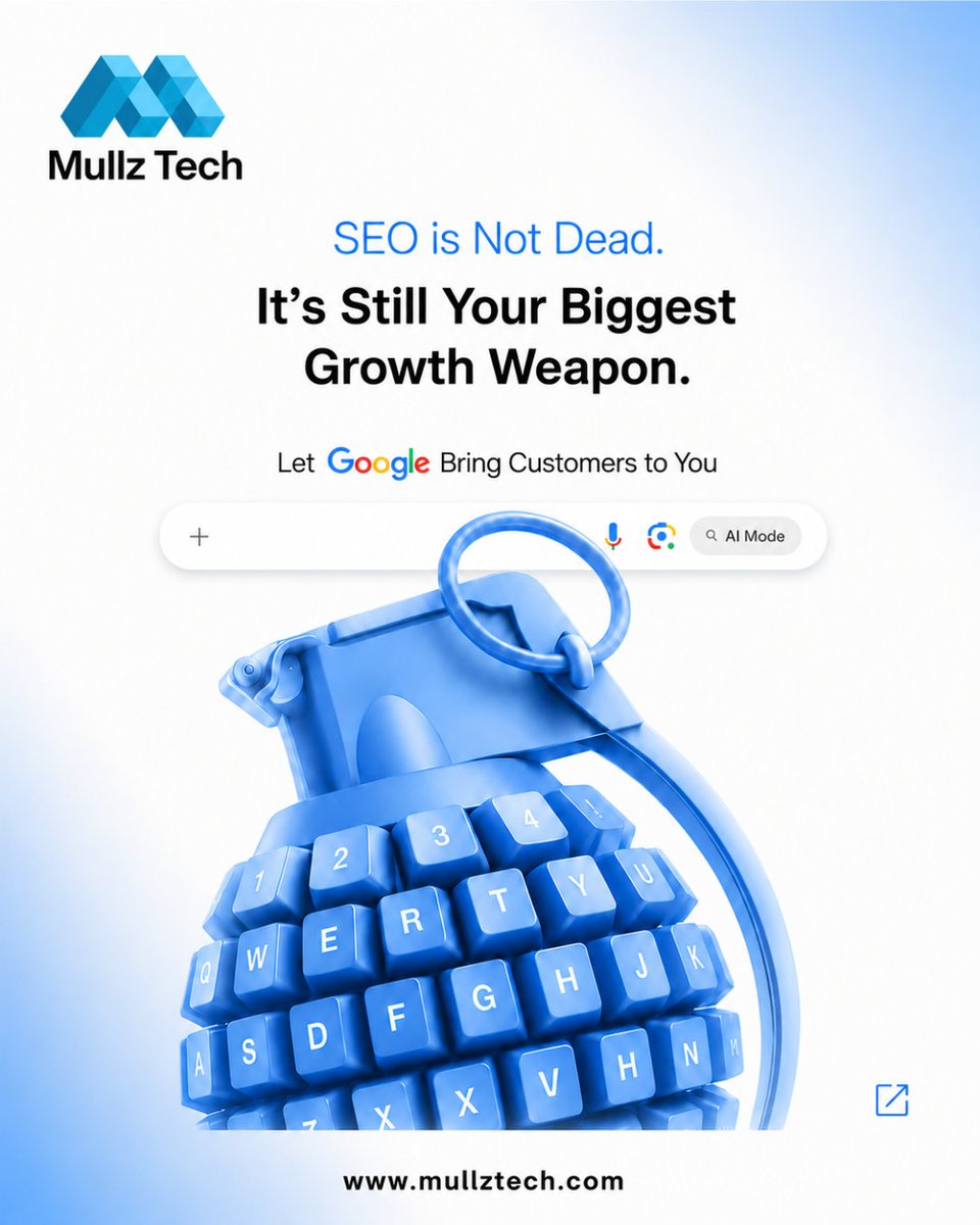 mullztech's tweet photo. Think SEO is dead? Think again. 

SEO is still a powerful way to get discovered, but search is evolving with AI, AI Mode, voice search, and smarter search experiences.

 AI SEO
 Technical SEO
 Keyword Strategy
 Content Optimization
AI Search Optimization
SEO isn’t dead. Old SEO is.
Stay visible. Get discovered. Grow your business.
🌐 https://t.co/laYJN2uqrH
#SEO #AISEO #GoogleSEO #AISearch #BusinessGrowth