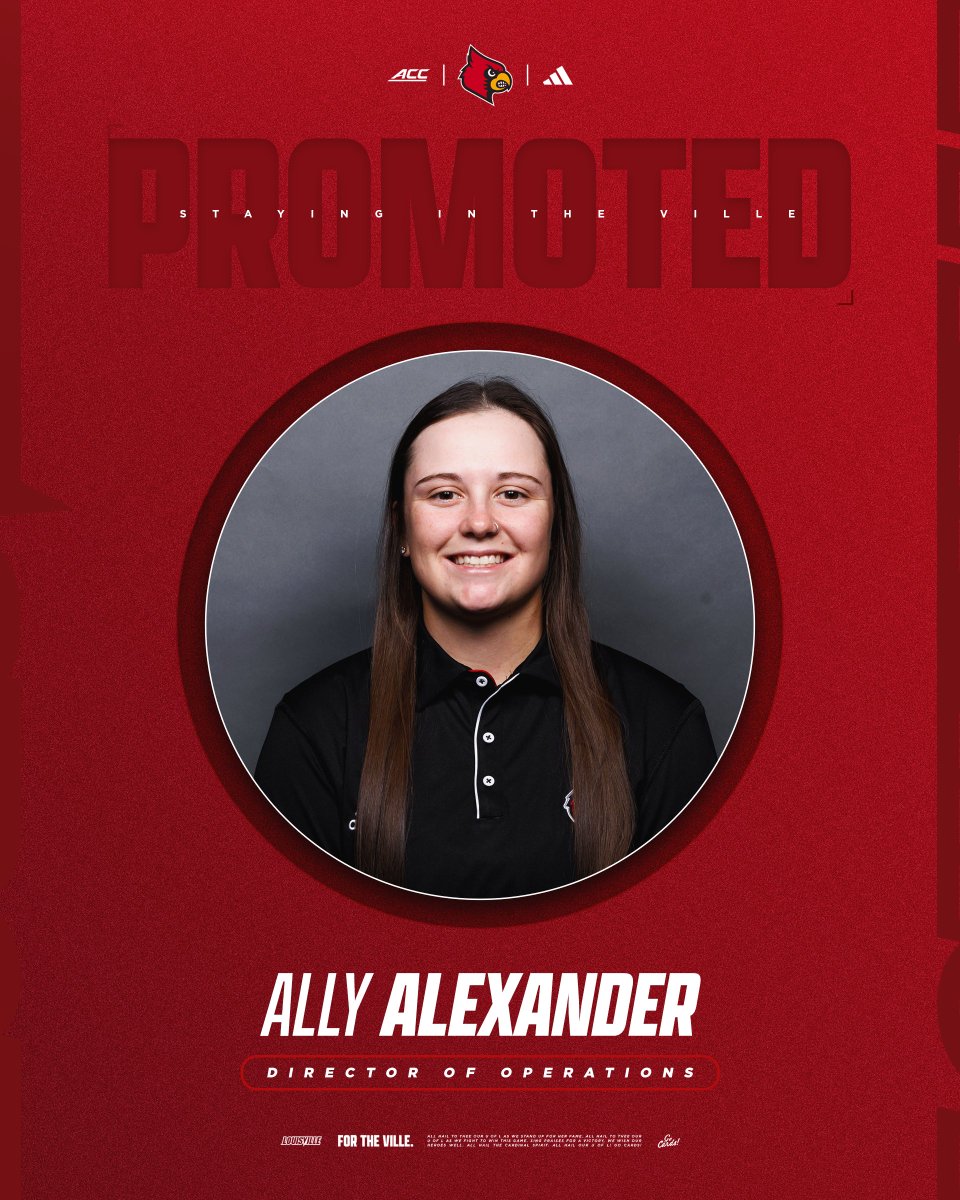 LouisvilleSB's tweet photo. Coach A is here to stay.

@AllyAlexanderrr is officially our Director of Operations‼

#GoCards https://t.co/kK4efamVHG