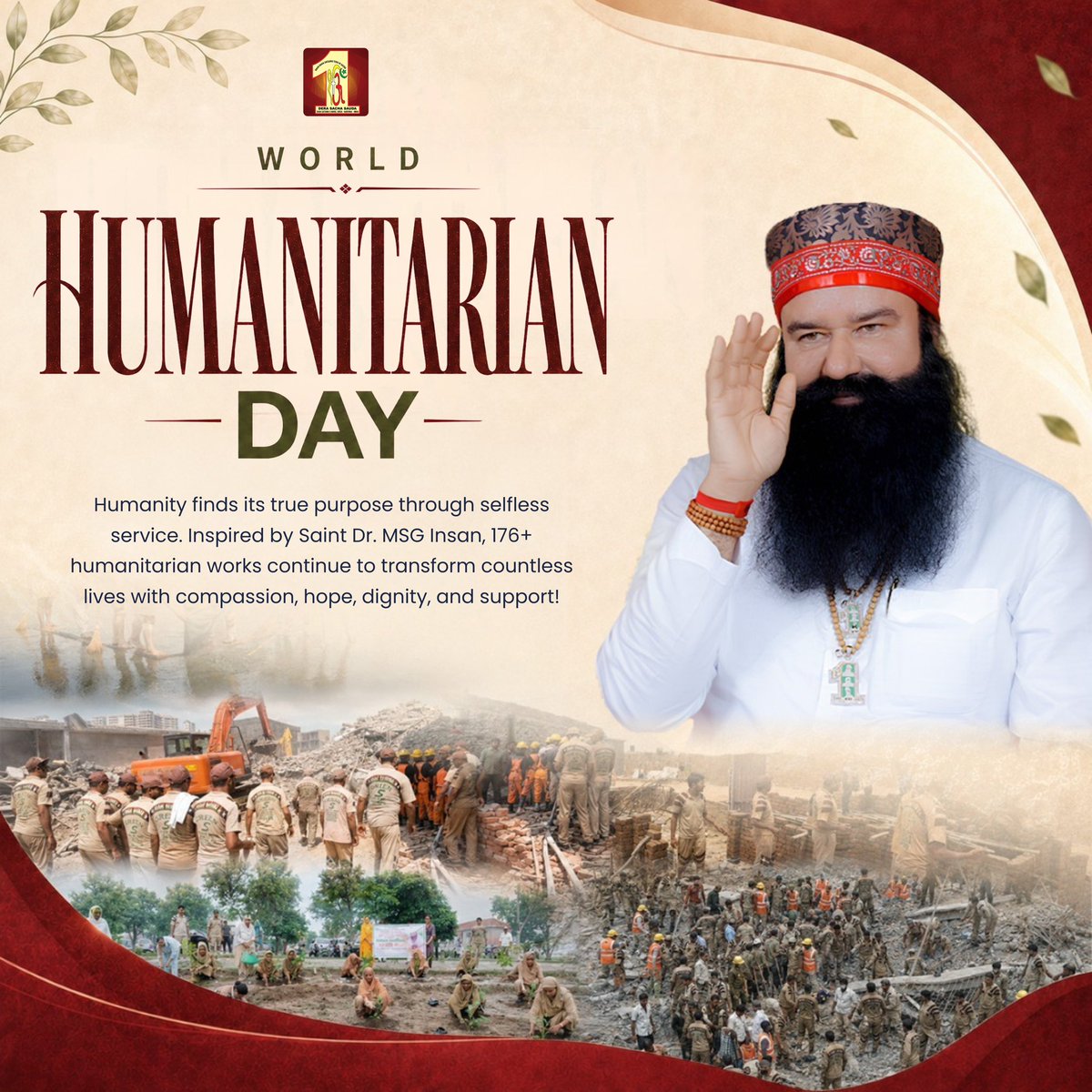 DSSNewsUpdates's tweet photo. From raging floods, burning buildings, or the clutches of drugs, you rescue people and help rebuild lives.
Honouring the volunteers of Dera Sacha Sauda whose consistent efforts, as guided by revered Saint Dr Gurmeet Ram Rahim Singh Ji Insan, have saved, healed and uplifted millions of lives. Happy #WorldHumanitarianDay