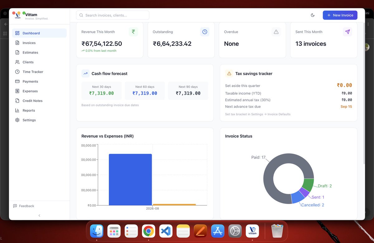 drifts_ai's tweet photo. Watch me create a professional invoice in 30 seconds:
I type: 'Invoice for Rahul, 20 hours of design at ■5k/hr, 18% GST'
The AI fills everything.
I click PDF.
I click WhatsApp.
Client gets it.
No login. No internet. No monthly bill.
82 of 99 founding spots left. https://t.co/PztsEFeWkC