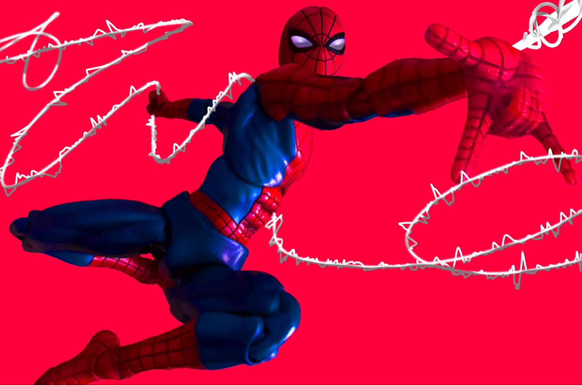 bombybagman's tweet photo. Spider-Man (mafex 075) in photoshop https://t.co/TS1tyWQBSr