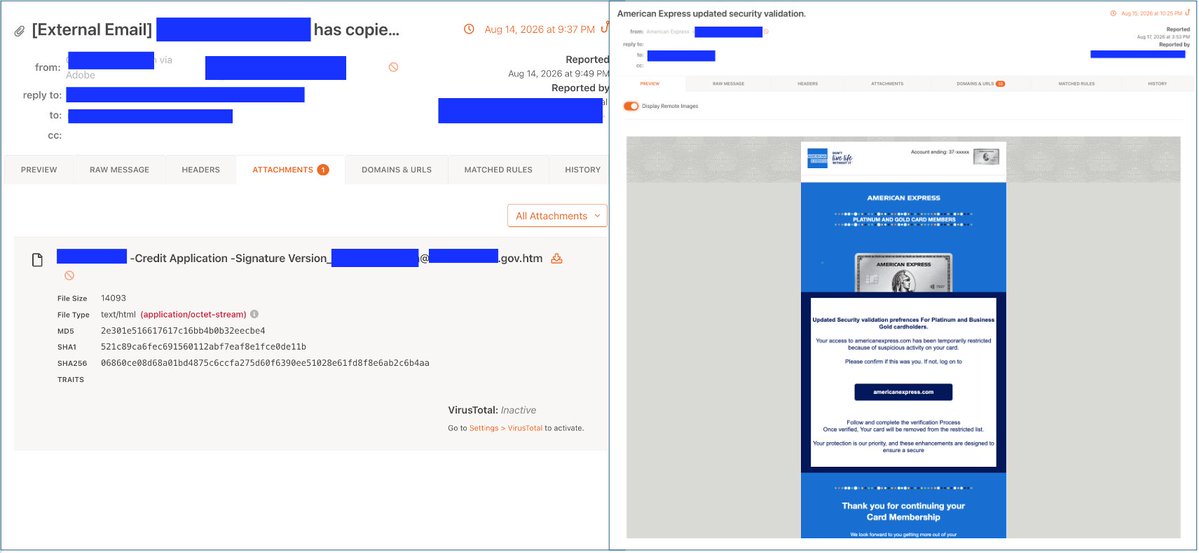 Kb4Threatlabs's tweet photo. Direct Send: How Attackers Weaponize Your Infrastructure Against You

KnowBe4 ThreatLab is tracking a surge in Direct Send abuse campaigns impersonating internal senders across Microsoft 365 tenants. Lures include RFQ document requests, internal voicemail alerts, BEC invoice chains, and OneDrive-staged .url shortcut files silently redirecting to attacker-controlled infrastructure.

What is Direct Send & Why Are Attackers Exploiting It?

Direct Send is a built-in M365 feature designed so on-premises applications and multi-function printers can relay emails through a tenant's MX endpoint without authentication.

Attackers exploit this unauthenticated SMTP path by:

Performing reconnaissance to identify valid internal target emails and organizational domains.

Connecting directly to M365’s SMTP endpoint.
Injecting spoofed messages that appear to originate from trusted internal departments (e.g., IT alerts, HR updates, executive requests).

Because messages route through M335's trusted infrastructure, bypassing standard security checks and tricking both filter controls and end-users into trusting the sender. 

Defensive Actions & Remediation

Enable “Reject Direct Send” Setting If your organization does not need Direct Send

Enable Strict DMARC or SPF Records: Transition your DMARC policy from p=none to p=quarantine or p=reject, and ensure strict SPF enforcement.

IoCs — block/hunt:

powerepq[.]com/uEv5wQa/yc3ASrf/index[.]html
wkssa8wo7nzoxmb[.]libertyirow[.]com[.]de/135unfashionably/
acdh4mwy[.]mvconstruoeincorporaslholtda[.]vu/jFtMxE
microcontrol-gucpbrefazgue6ad[.]z02[.]azurefd[.]net/
bverster[.]store
cwhe[.]qualitypresence[.]de
sharedocufill[.]exceltecbusinessbwpsolutions[.]vu/XRAQdm
tdto[.]prodesignscommunicate[.]de
mcbspvtlsamtd[.]vu
3347silver[.]shoplyo[.]com[.]de
folders-them9782-safe-empty-files-9w478262[.]b-cdn[.]net/folders/index
rfq1ox88[.]wisnetcomlrfnlc[.]vu/CkN3Wn

#KnowBe4ThreatLabs #DirectSend #ExchangeOnline #BEC #Phishing #ThreatIntel #M365 #Phishing