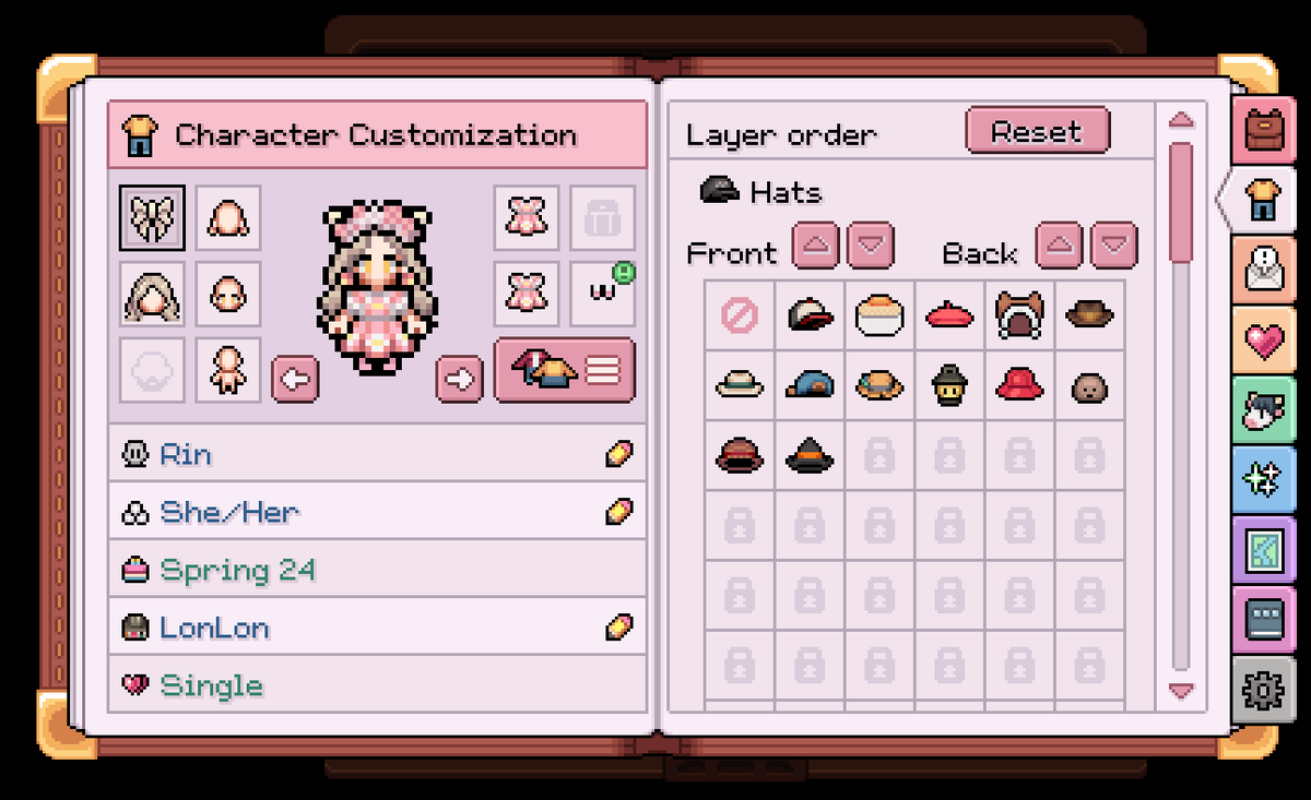 xstraycat's tweet photo. Made my first Fields of Mistria mod◝(ᵔᵕᵔ)◜
Now you can wear a headpiece from every category and choose the layering! https://t.co/QYcKzYGCi1