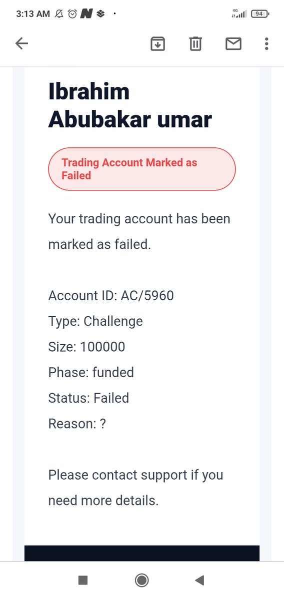 SmallTrade70844's tweet photo. @FundedNair8 You marked my account as FAILED and even you yourselves don't have a reason. This is oppression or witchcraft." https://t.co/in8gwWbEB4