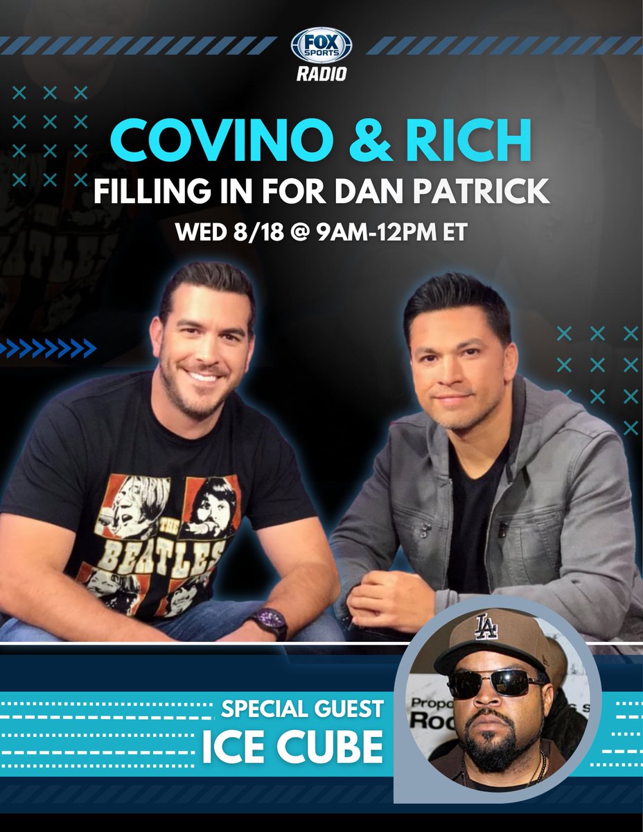 FoxSportsRadio's tweet photo. The legend @icecube will be Pushin’ Weight @ 8 (11am ET) with @CovinoandRich in for the great @dpshow! 
📡LISTEN  LIVE: https://t.co/Y8kILlNBPz https://t.co/s5nEbkuWEY