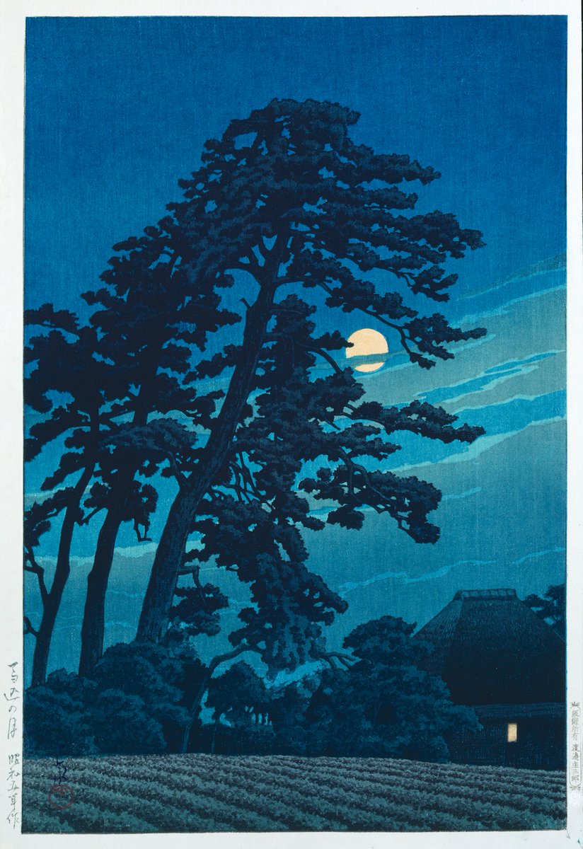 NihonBijutsushi's tweet photo. 川瀬 巴水　かわせ はすい　Kawase Hasui　1883–1957

《馬込の月》

1930（昭和5）年
木版
東京富士美術館 https://t.co/7xzPLx6BdG