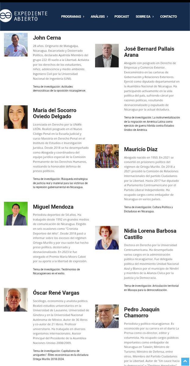 LaRealNica's tweet photo. ‼ "BECAS PARA LA DEMOCRACIA" 
O PARA LA INDUSTRIA DE LA OPOSICIÓN Y SUS ONGs ⁉️ 

Hoy les traigo también el 'Programa de Becas para la Democracia de Nicaragua':

De Expediente Abierto del mismo Javier Meléndez, socio histórico de Félix Maradiaga en el extinto IEEPP ...

BUENO, PERO QUÉ SON REALMENTE?

Supuestamente es un programa de becarios destinado a 20 del grupo de los 222 que recibieron "ayuda monetaria" mensual, durante el 2024, para "producir ensayos e investigaciones" sobre diálogo, justicia transicional, participación ciudadana y resistencia. Todo esto con asesoría y acompañamiento del staff de Expediente Abierto / Público, por supuesto.

Sin embargo, este programa se presenta no solo como de "producción de ensayos e investigación", sino también como una forma de "apoyar a los seleccionados en su situación de vulnerabilidad económica y emocional, tras el destierro", según declaraciones de su coordinadora, Damaris Rostrán.

👇🏻$_$_$_👇🏻

LOS BECARIOS:

- Alex Hernández 
Diálogo reconciliatorio
 
- Evelyn Pinto 
Justicia transicional (perdón, memoria, olvido)

- Irving Larios 
Políticas Públicas 

- John Cerna 
Activismo estudiantil

- Miguel Mendoza 
Testimonios de resistencia

- Freddy Navas 
Liderazgo campesino 

- Samantha Padilla Jirón
Aporte histórico de UCA, Mov. estudiantiles y diversidad 

- José Bernard Pallais Instrumentalización de la migración en América Latina

- José Antonio Peraza 
Grupos opositores (poder y ejercicio)

- Violeta Granera 
Colaboración entre organizaciones 

- Mauricio Díaz 
Cultura política 

- Nidia Barbosa 
Articulación en Masaya

- Carlos López 
Autonomía Costa Caribe 

- Yoel Ibzan Sandino 
Enfrentar regímenes autoritarios modernos 

- Pedro J. Chamorro 
Dictadura y libertad de expresión 

- Óscar René Vargas 
Capitalismo de amiguetes

- Víctor Hugo Tinoco 
Panelista del programa

- María Oviedo 
Justicia transicional 

- Yader Parajón
Protagonismo político LGBTQ+

_$_$_$

CASUALIDAD ⁉️

El mismo Expediente Abierto/Público de Meléndez, que llevan años recibiendo fondos del NED (National Endowment for Democracy), del NDI y hasta del DOS (Dept. de Estado), de nuestros impuestos. 

*Recordemos que el IEEPP de Maradiaga + Meléndez fue auspiciado por el NED desde su fundación en 2004, como lo he denunciado en publicaciones anteriores. Y que, básicamente, es el IEEPP 2.0 ahora registrado en Costa Rica.

Y también que, Deborah Ullmer, la esposa de Meléndez sigue siendo Dir. Regional del NDI para Latinoamérica, que es uno de los 4 Institutos Centrales del NED. 

_____

Y LOS RESULTADOS?
(NADA para Nicaragua)

Más ensayos, más paneles, más papeles, más "laboratorio de ideas" ... Más de lo mismo: la red de siempre reciclando a los mismos mientras se presentan "unidos" y como la “verdadera oposición”, para hacer fila y así recibir más fondos.

Nótese que más de uno que otro en esa lista hasta se venden como opositores "de derecha" ... Pero a la hora de la repartición $ con ONGs izquierdistas, se les olvida su "derecha" eehh!

Y LA TRANSPARENCIA⁉️
(no la conocen)

Expediente Abierto/Público presume de transparencia en su sitio web, pero NO publica la procedencia de sus fondos, ni de este ni de otros programas, ni cuánto recibieron para ejecutarlo y tampoco la mensualidad a sus "becarios". 
Ni, mucho menos, explican el porqué de su ONG que funciona como un "think tank", como un medio y hasta como canalizadores de fondos.

🚩OJO: siempre las mismas conexiones ...🚩

NO señores, sin transparencia, sin rendición de cuentas, NO se puede "reconstruir el tejido social" de nadie, tampoco se puede construir una "nueva Nicaragua". O ser o hacer oposición basándose en el interés y la ambición de los financiamientos.

👉🏻 Esto no es más que la continuidad de un negocio redondo; que lleva años abusando del sufrimiento y la desesperanza de los Nicaraguenses, usurpando el nombre de la oposición y el pueblo. Y en clara manipulación y estafa al sistema y al pueblo Americano.

$💵 SIGUIENDO LA RUTA DEL DINERO 💵$