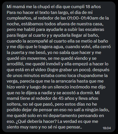 madrefantasia's tweet photo. Mi mamá me chupo la verga en mi cumpleaños 18 https://t.co/P7zdzxhk3p
