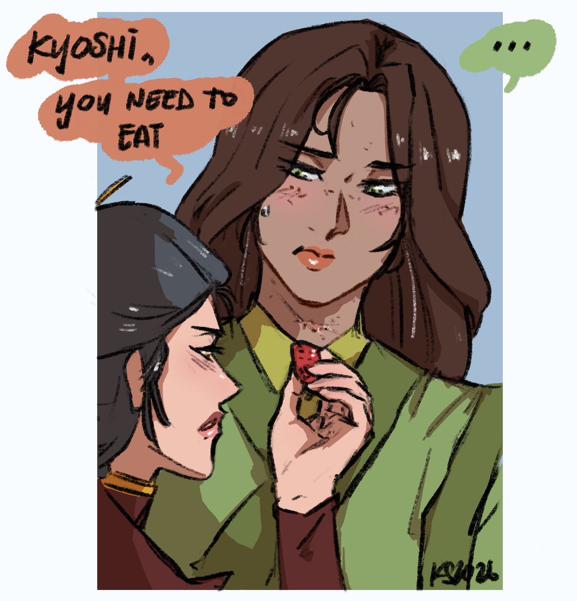 _kidshiro's tweet photo. She no eat... (girl friend problems) #rangshi #kyoshi #avatarlastairbender #avatarkyoshi #rangi #rangiseinaka #shadowofkyoshi https://t.co/xGK22FkvCn