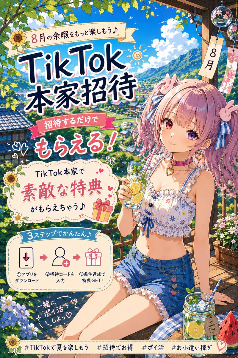 yume_3pin's tweet photo. 🎀〜TikTok本家様のご招待〜🎀

お盆休み満喫してダウンしてました🫠
まだゆるゆるですが、ゆるゆると復活🔥
本家様も最近は安定の7750円🔥

結婚記念日ももうすぐなので、新規様来てくれないかなぁ🥺

🌻7750円GETはこちらから🌻
コード→ 211806493

https://t.co/NKtbRI3Aa7

登録手順は画像見てくださいね🎶

#PR　#Tiktok  #PayPay