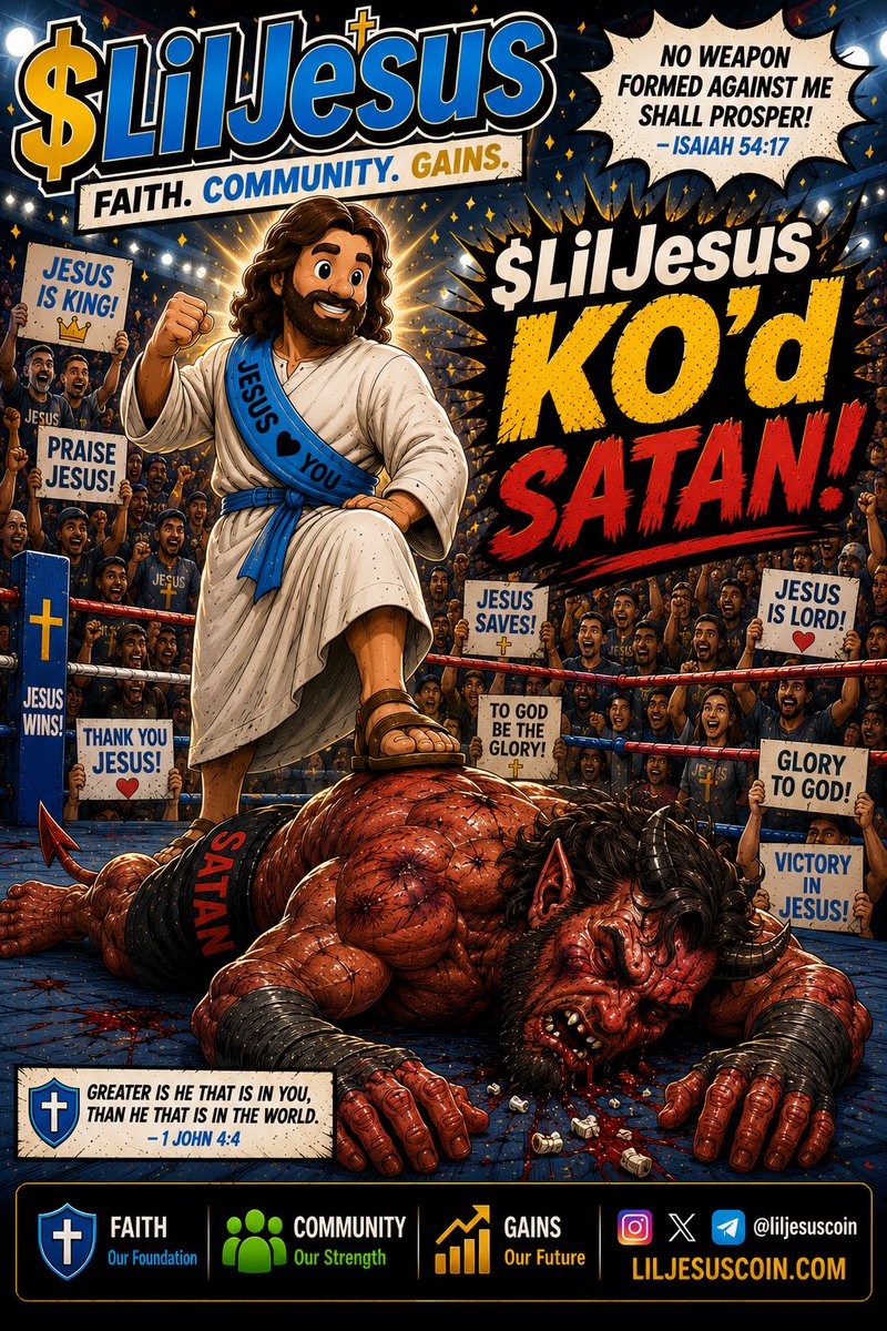 LilJesusCoin's tweet photo. 👑 THE CROSS SETTLED IT. THE EMPTY TOMB PROVED IT. THE VICTORY IS HIS. ✝️🔥

The battles may still come, but the outcome belongs to Jesus Christ. Our confidence isn’t in money, markets, or our own strength—it is in the One who conquered sin and death and rose again! 🙏 “No weapon formed against you shall prosper” (Isaiah 54:17), and “Greater is He that is in you than he that is in the world” (1 John 4:4). When our faith is firmly planted in Christ, we don't fight hoping somehow to earn the ultimate victory—we stand in the victory He has already won. That is the heart of $LilJesus: using this platform to glorify God, strengthen a community of believers, and boldly proclaim that JESUS SAVES, JESUS REIGNS, AND JESUS IS KING! 👑✝️🔥 Faith. Community. Gains. Victory through Christ.

#Jesus #JesusChrist #JesusIsLord #JesusIsKing #JesusSaves #Faith #Christian #Christianity #God #Bible #Gospel #Prayer #GodIsGood #Crypto #Bitcoin #BTC #Solana #Blockchain #Web3 #CryptoCommunity #Memecoin #LilJesus