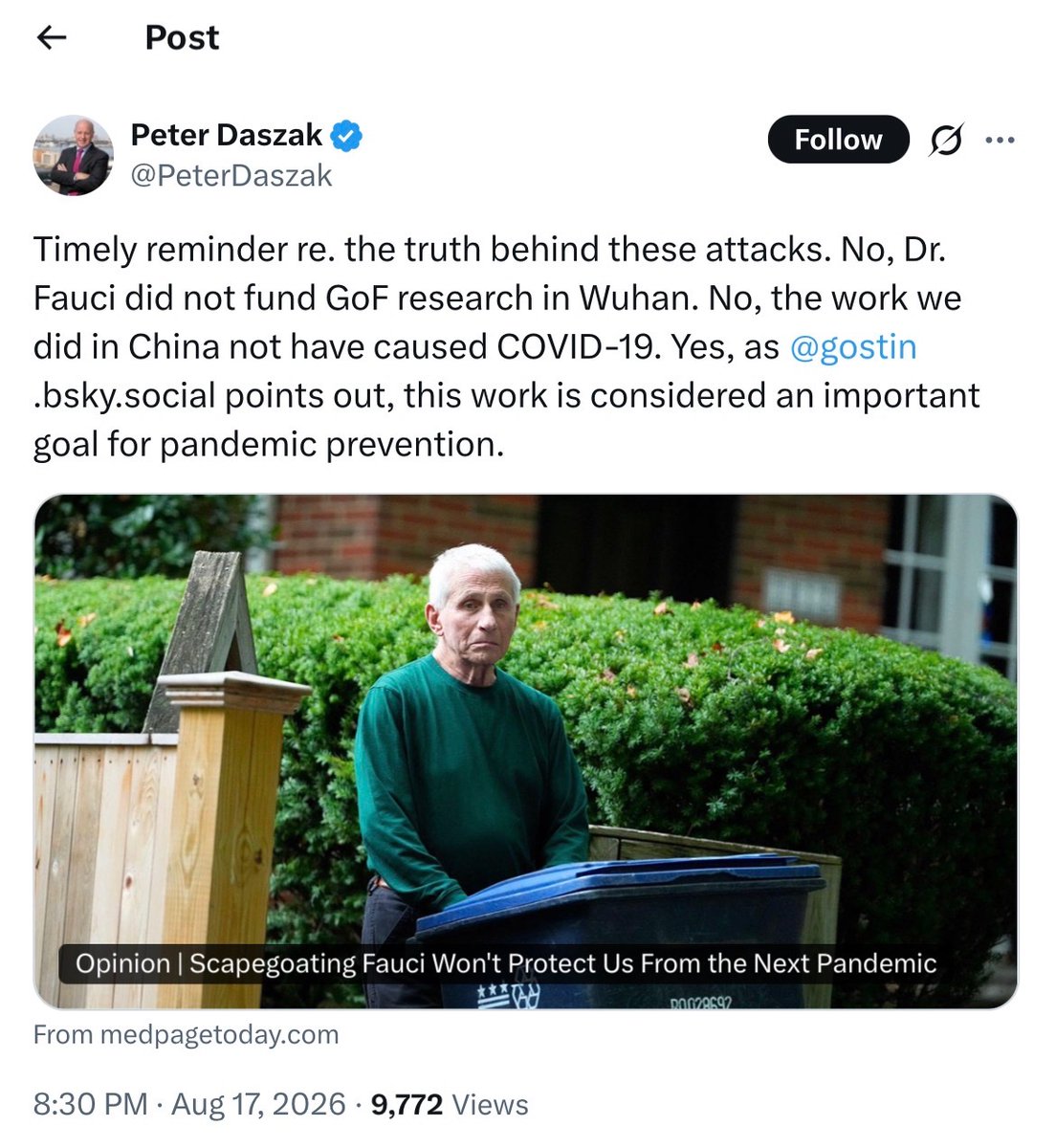 DrLiMengYAN1's tweet photo. Peter Daszak keeps posting denials, but Fauci’s assistant Dr. Morens’s guilty plea has left Co-Conspirator 1 nowhere to run and no credible excuse for the conspiracy. Fauci’s 111 invocations of the Fifth Amendment will not save this network either✌🏻
1. Morens pleaded guilty to “conspiracy to commit offenses and to defraud the United States”—not merely to a private-email violation. 
• He admitted conspiring with Peter Daszak and Gerald Keusch (Co-Conspirator 1 & 2) to evade FOIA, back-channel information to Fauci, help restore gain-of-function funding, and suppress the truth about the laboratory origin. 
• This is the first domino in America’s reckoning with moles & traitors in the US, and the “Comintern” network serving Xi’s CCP.
2. It must be emphasized: 
CCP regime’s massive, state-directed investment in weaponizing coronaviruses vastly exceeded the NIH funding channeled to the Wuhan Institute of Virology through EcoHealth. 
• The NIH money is merely the judicial entry point exposing the conspiracy, technology-transfer, and cover-up network inside America—not the principal source of funding for the CCP’s overall bioweapons program.
3. Tracing the virus requires identifying its real backbone—PLA discovered Zhoushan bat CoVs ZC45/ZXC21—rather than being misled by the fabricated RaTG13 virus and the half-true, half-false Yunnan mine-shaft narrative. 
• It is like identifying a murderer through his fingerprints instead of being deceived by misleading evidence deliberately planted at the crime scene.
4. Accountability must proceed from Morens–Daszak–Keusch to the “scientific community”, the WIV, the PLA’s military-civil fusion system, and ultimately the Xi-CCP regime. 
• Only by opening up Communist China and eradicating communism can the institutional root of the next Unrestricted Biowarfare attack (“pandemic”🤫)  be eliminated!
#COVID19
#UnrestrictedWarfare
#Intentional
https://t.co/cU4v47ofJJ