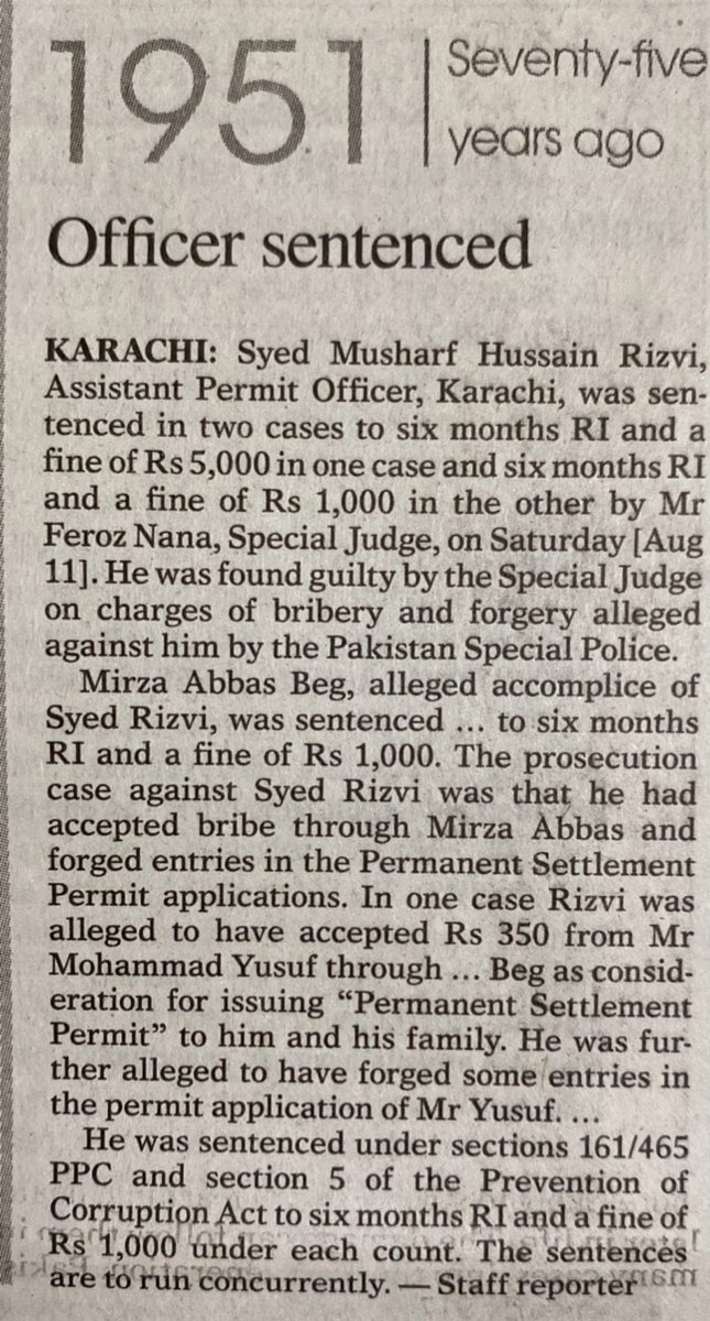 HaqJiyala's tweet photo. 12 اگست 1951 کی ڈان رپورٹس، ایوب خان کی کتاب 'Friends Not Masters' اور ڈاکٹر وسیم کی 'Political Conflict in Pakistan' اس بات کی گواہی دیتے ہیں کہ پاکستان میں کرپشن کلچر کی شروعات جعلی کلیمز اور متروکہ املاک کی غیر قانونی الاٹمنٹ سے ہوئی

اور یہ کرنے والے کون تھے ؟ جی ہاں یہی تھے https://t.co/jqCmmkGrfa