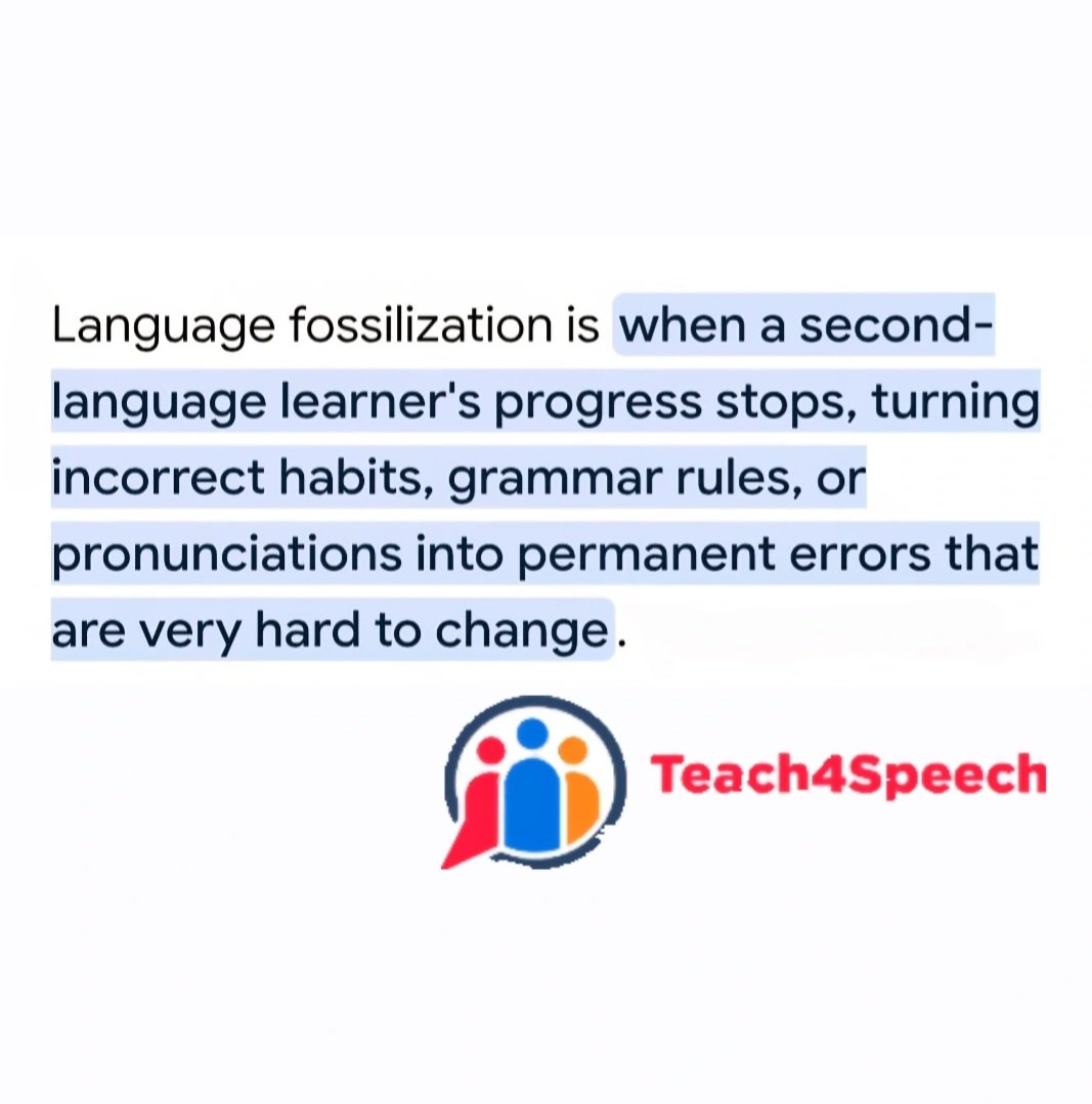Teacher4speech's tweet photo. Multilingual Learners (MLLs) are at high risk for language fossilization. To learn a second language properly, practice speaking with immediate corrective feedback for pronunciation, grammar, and syntax is essential.
#teach4speech https://t.co/K9cqaZmsRi