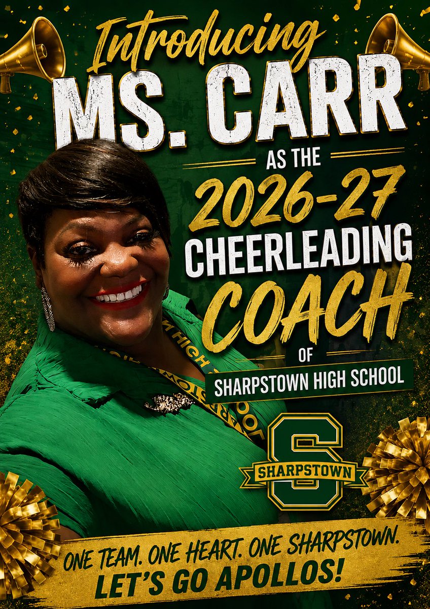 Sharpstown_HS's tweet photo. 🎉 EXCITING SHARPSTOWN NEWS! 💚💛
Please join us in celebrating Ms. Carr as the new Head Cheerleading Coach of Sharpstown High School! Congratulations, Coach Carr! We can’t wait to see you lead our Apollos with pride and SHS spirit! 📣 VAMOS APOLLOS! #BeSharpstown https://t.co/9Dw1eXFTOe