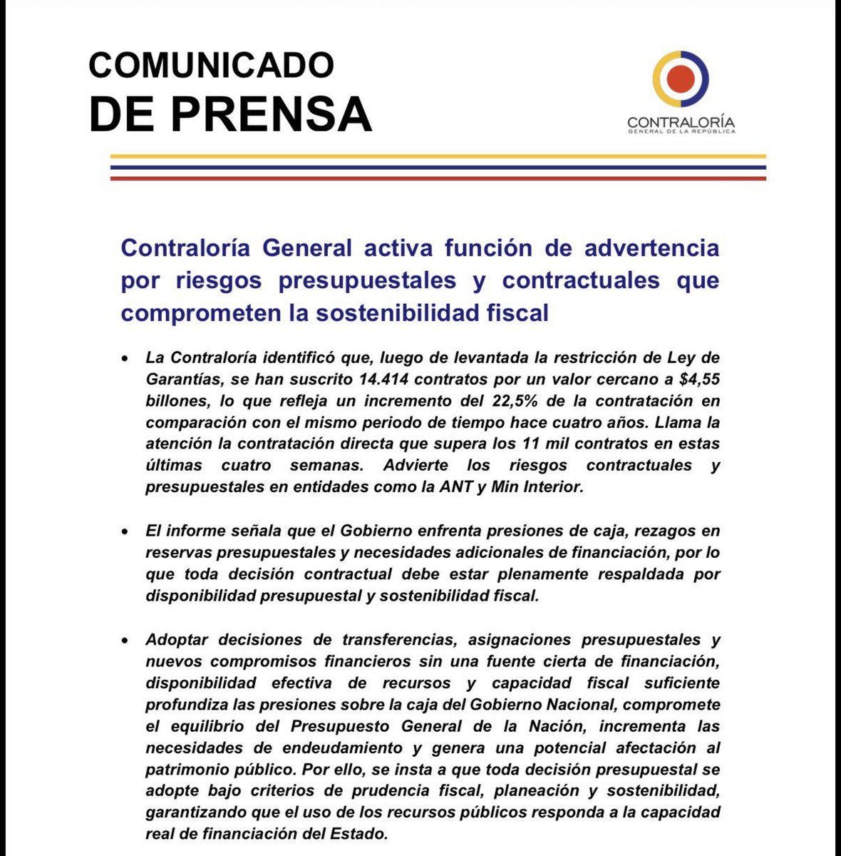 caroc93's tweet photo. @NIKYTA35 @SoyYo0ccg @gener_usuga La información la dieron los entes de control como las alertas durante el mismo gobierno de petro. Que uds sean ciegos y defiendan esto es otra cosa. https://t.co/gNEVfMmTF9