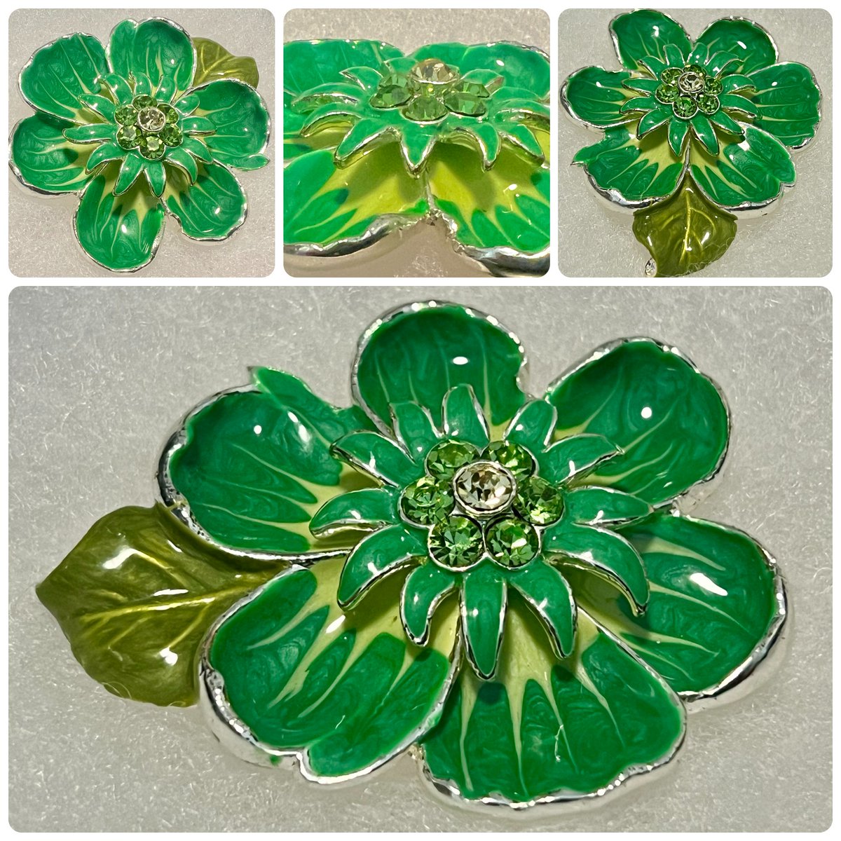 TeriE's tweet photo. BOLD #Vintage60s Flower Brooch 2Tier #Rhinestones Green Enamel 2.5" #RetroJewelry #LapelPin
https://t.co/bvkKsL93RY
#flowerbrooch #flowerjewelry #statementjewelry #broochesandpins #broochoftheday #enameljewelry #brooches #vintagestyle #retrofashion #broochaddict #accessorize https://t.co/RLF2GlX1BG