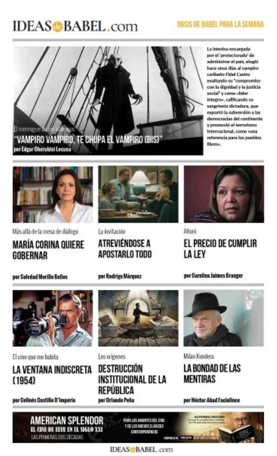 LaMujica's tweet photo. Lecturas de Ideas de bael para esta semana en https://t.co/5sENf7P2TN @hectorabadf @solmorillob @cjaimesb @37milimetros @trinomarquezc @AlfonsoMolina @CelinsCastillo @edgarcherubini @Jose_Pisano @trasnochocult @HooSol @andreinamujica @wurbina @HimiobSantome https://t.co/oTb7mEjV6m