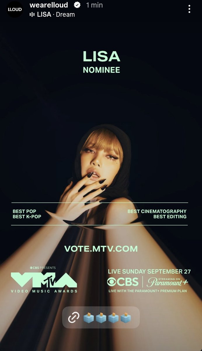 KINGTHEREALFIII's tweet photo. LLOUD HAS ALREADY POSTED THE 4 NOMINATIONS OUR LISA RECEIVED AT THE VMAs, BLINKS, so keep voting! https://t.co/3kVrLj2Lsw
