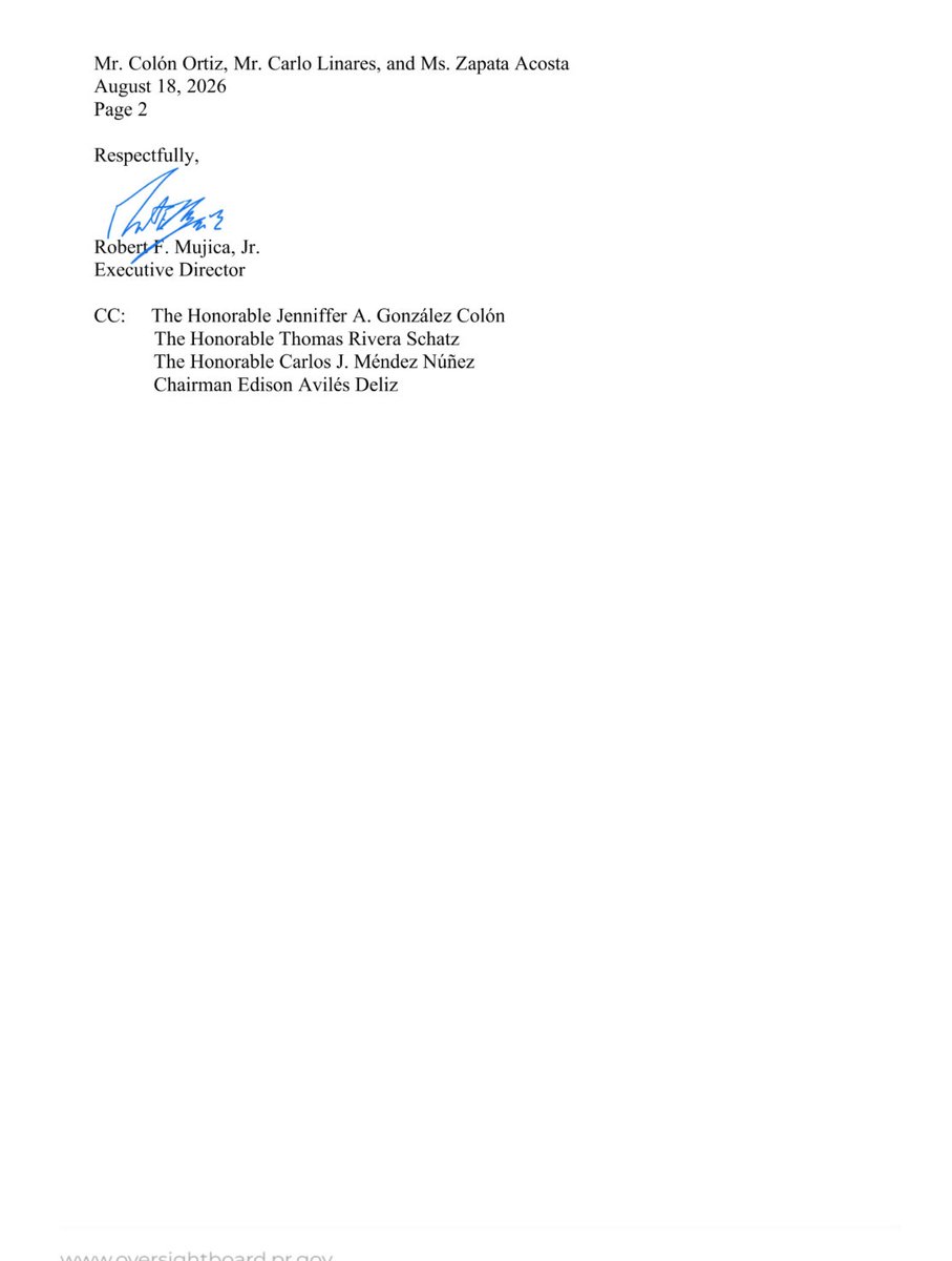LeninPR's tweet photo. ESTO SE COMPLICA. [DOCUMENTOS]

Junta de Control Fiscal acaba de notificarle esta noche al Gobierno que ha recibido una carta “perturbadora” de parte de ERock, en la controversia por el contrato de generación temporera de energía.

La carta de ERock alega un esquema de falsificación de firmas, falsas representaciones y hasta intentos de extorsión por parte de Power Expectations, que le habían informado al Gobierno ante la firma de un acuerdo.