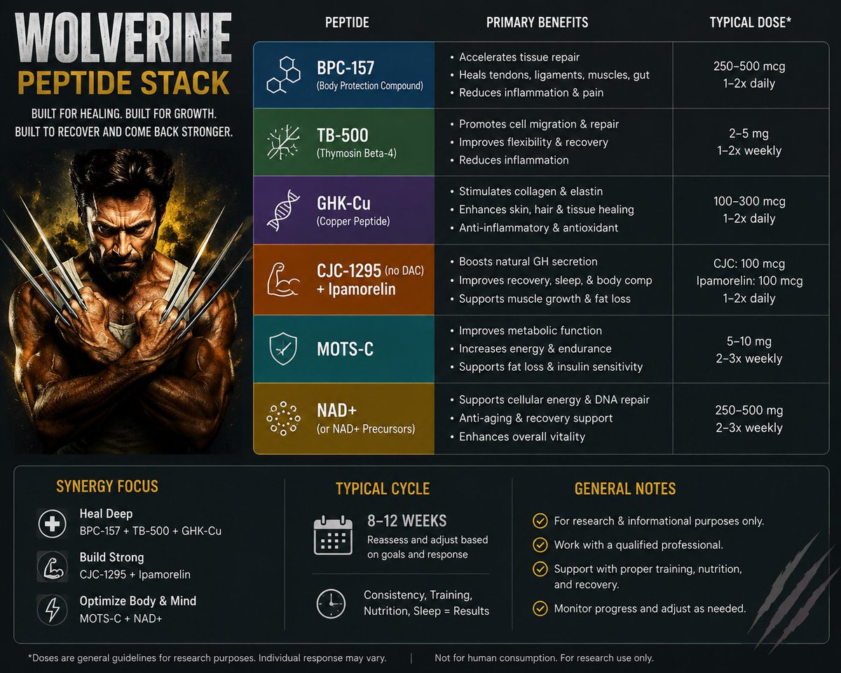realsocialai's tweet photo. Been doing more research on peptides lately — particularly what’s commonly referred to as the “Wolverine Stack.” 🧬

If you’re curious about the peptide space, there’s a free eBook here that’s worth reading as a starting point:

https://t.co/IQa7c0Synj

Do your own research NMA! https://t.co/H4zrBc2wFS