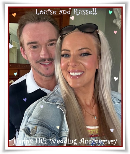 Russellfansite's tweet photo. @sainlouise1 and @russellthevoice Happy 11th Wedding Anniversary , 🥂🍾Wishing you a beautiful day and
many more years of of love and happiness together 💕🥰#EverlastingLove #SpecialMemories 🌹Love & best wishes from Sandra xxx🤗❤️ https://t.co/NGG5VMxsOz