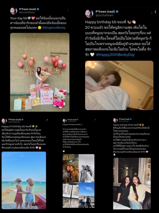 MmPanson's tweet photo. เอาอันนี้ไปก่อนค่ะ .. #FreenBecky‌ 

00.00  คนแรกของทุกปี
2021      your day bb 🧚‍♀️ 💝
2022      Happy birthday bb ของพี่ 🦦🤏
2023      Happy birthday bb ของพี่ 🧚‍♀️  ✨
2024      Happy birthday bec bec   
2025      Happy birthday bb ของพี่ 🤍 https://t.co/dpUlXWz7yS