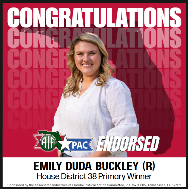VoiceofFLBiz's tweet photo. Congratulations to Emily Duda Buckley (@EmilyDuda7) for winning the HD 38 Republican Primary Election! https://t.co/0JZyhK3yBV